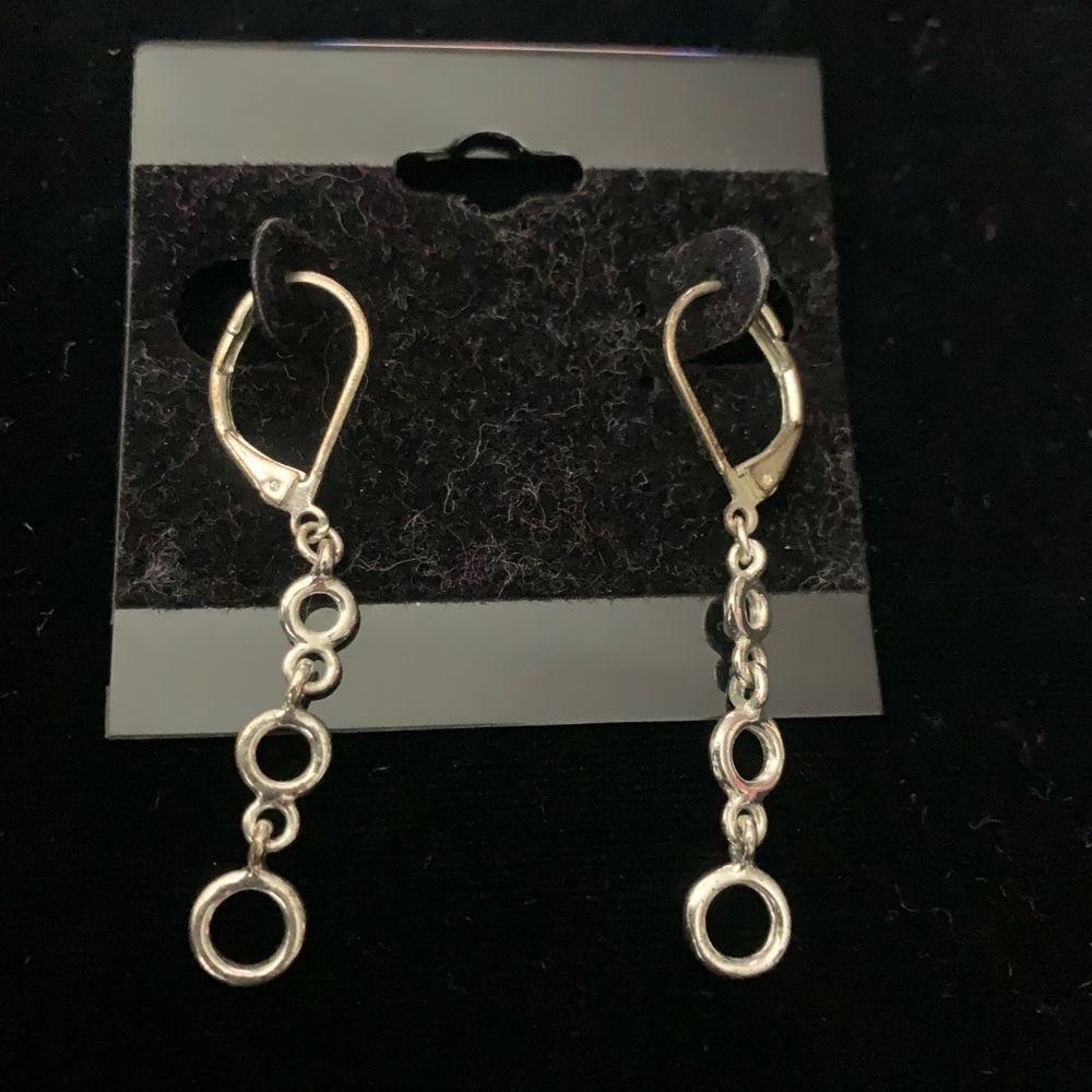 Dangle Chain Earrings Silver NEW Self Closure Hanging Dainty Petite Basic